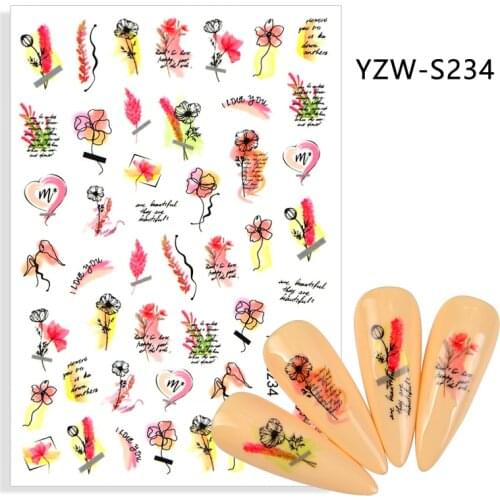 3D Stickers for Nails Self-Adhesive Stickers Slider Flowers Line Lavender Design Nail Art Decorations Nail Foil Accessories