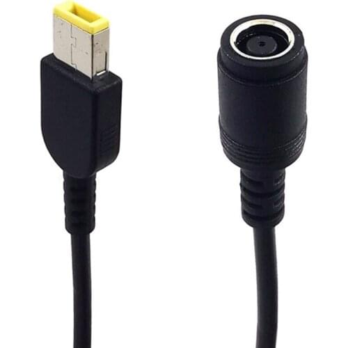 DC 7.9x5.4mm Jack to Square Port Adapter Converter Power Extension Cable For Leno vo Think Pad AC Adapter Black 13cm