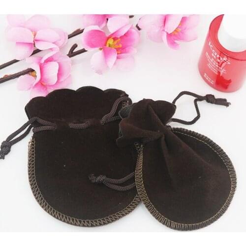 Free Shipping 100pcs/Lot 7x9cm Small Coffee Velvet Bag Drawstring Gourd Bag Jewelry Pouch Gift Bag