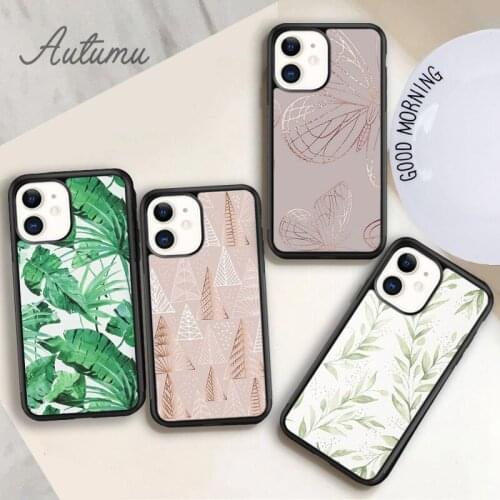 Green Plant Leaf Pattern Phone Case for iPhone 11 12 Pro Max mini X XR XS SE 2020 5 6S 7 8 Plus Samsung Galaxy S8 S9 S10 Cover