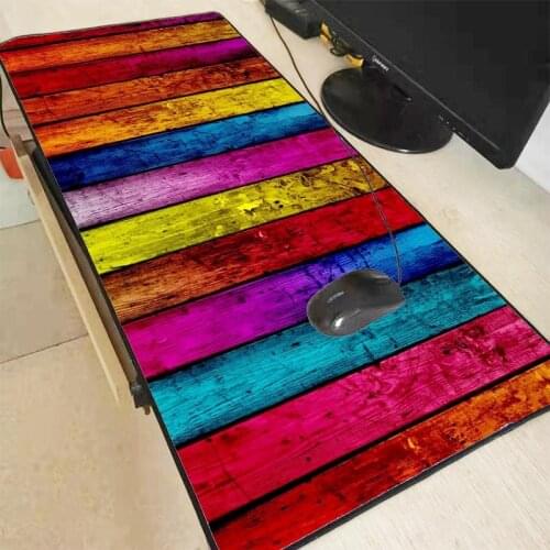 Mairuige Colourful Wooden Painted Extra Large Mouse Pad Gaming Mousepad Anti-slip Natural Rubber Gaming Mouse Mat with Lock Edge