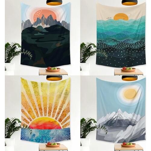 Colorful Sun Moon Mandala Tapestry Wall Hanging Bohemian Celestial Wall Tapestry Hippie Wall Carpets Decor Boho Home Decoration