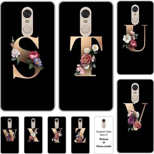 Flower 26 English Name Letters Custom Initial Case For Xiaomi Redmi Note 4X Redmi Note 4 Global Version 5.5" Phone Cover Capa