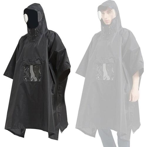 Rain Poncho Lightweight Reusable Hooded Coat Jacket Outdoor Activities Backpacking Camping Raincoat Tent Mat Tarp Fishing