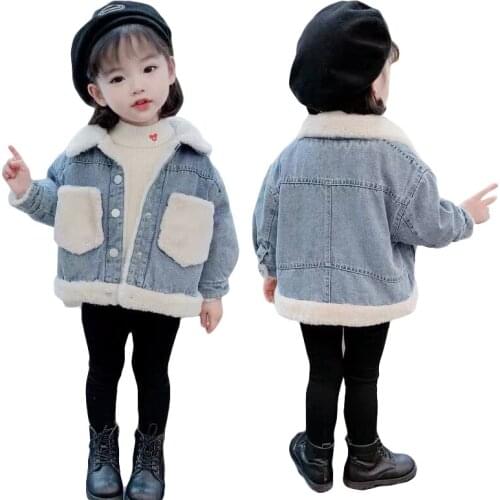 Baby Girls Denim Coats Winter Toddler Jackets Kids Thick Warm Outerwear 1-6 Years Children Fashion Sweet Jacket Girls' Clothing