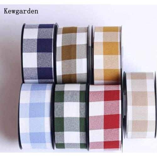 Kewgarden DIY Hair Bowknot Corsage Crafts Sewing Accessories 38mm 1-1/2" Plaid Ribbon Bow Handmade Tape Packing Riband 10 Yards