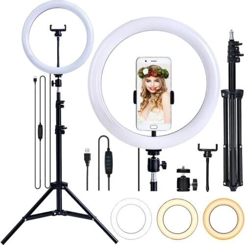 Fusitu 10 inch Photography Light LED Led Selfie Ring Light Flash Ring lamp Video Dimmable Light With Tripod Phone Holder Youtube
