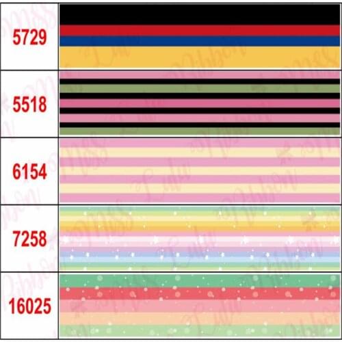 16mm-75mm Colorful Horizontal Stripes Geometric Dots Printed Grosgrain/Foe Ribbon DIY Party Decor Hair Bowknots 50yards/roll