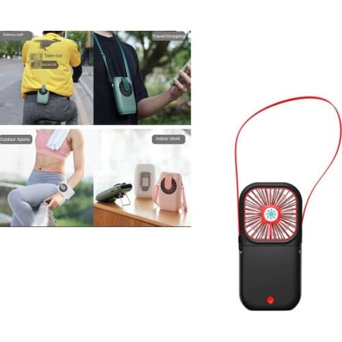 3-Speed Mini USB Fan Portable Rechargeable Fresh Air Fan with Lanyard For Office Car Home Outdoor Gift Black