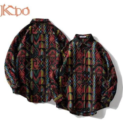 Men Harajuku Shirt Casual Soft Loose Long Sleeve Blouse Printed Beach Cardigan Vintage Korean M L XL XXL Spring Streetwear