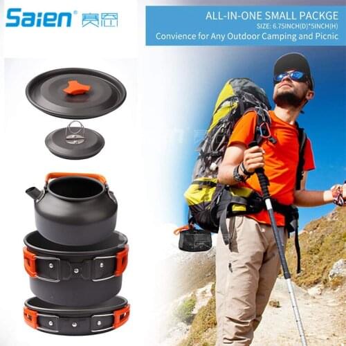 Camping Cookware Set 2 Person Camping Gear Campfire Utensils Non-Stick Cooking Equipment Lightweight Stackable Pot