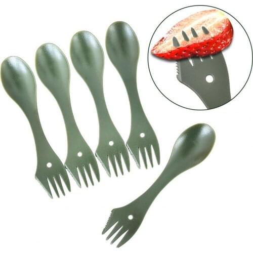5Pcs Convenient Spoon Utensils Kit Heat Resistant Reusable Tableware Picnic Outdoor Activities Spork Camping Utensil for Travel