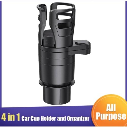 360° Rotating Car Seat Cup Holder Expander 2 in 1 Drinking Bottle Organizer