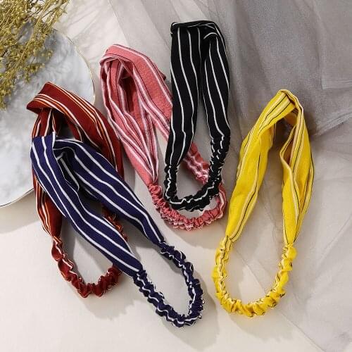 Fashion Stripe Elastic Knot Headbands Women Girls Bohemian Hair Bands Cross Turban Bandage Bandanas HairBands Hair Accessories