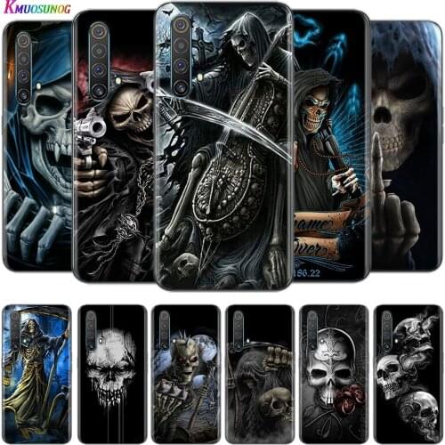 Transparent Cover Grim Reaper Skull Skeleton For OPPO AX7 A1K A93 A92 A73 A72 A53S A52 A32 A31 A9 A11 A7 A5 2020 Phone Case