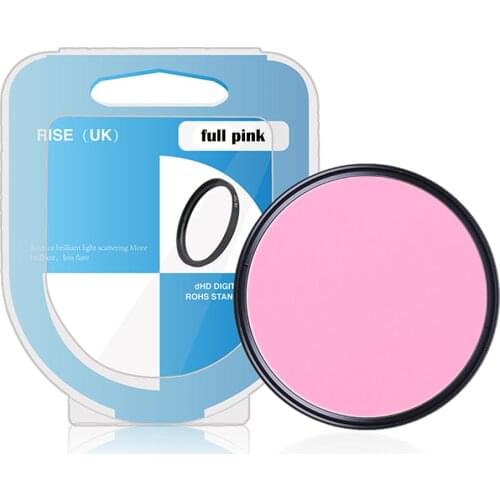 RISE(UK) 49/52/55/58/62/67/72/77mm Ultra Slim frame Full Pink Color Filter with box For DSLR SLR Camera Lens