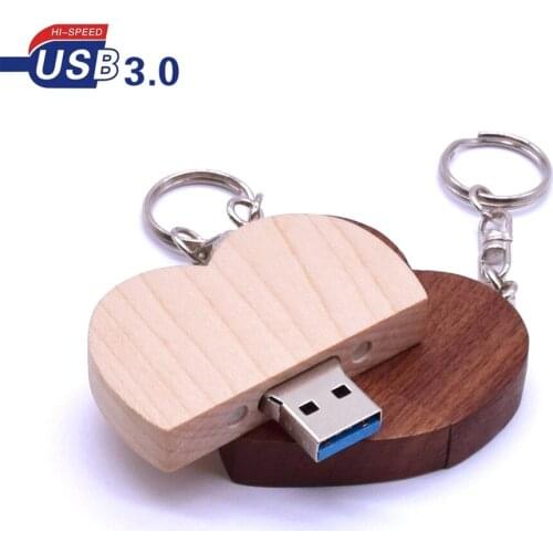 Heart Wooden Usb Flash Disk Pendrive Usb 3.0 Flash Drive 32g 16g 128g 64g High Speed Custom Logo Memory Stick Photography Gifts