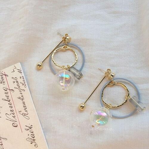 Fresh Glass Bubble Dangle Earrings For Women 2021 Cool Personality Geometry Korean Drop Earrings Jewelry Earings Femme boucles