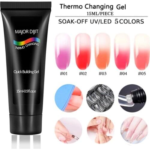 Thermal Nail Crystal Gel 5 Colors Soak Off Uv Gel Color-Chaging Snowflake Temperature Color Change Gel Nail Quick Building Gel