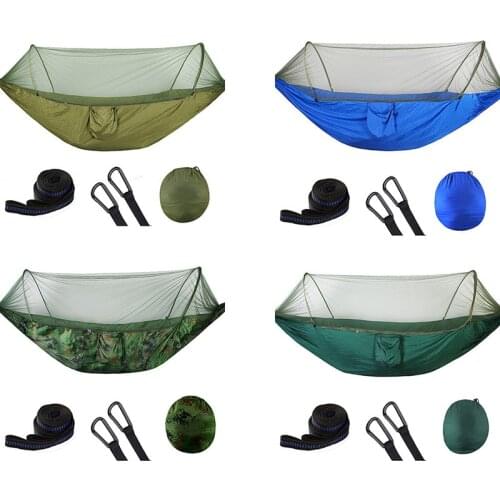 Camping Hammock with Mosquito Net Pop-Up Light Portable Outdoor Parachute Hammocks Swing Sleeping Hammock Camping Stuff