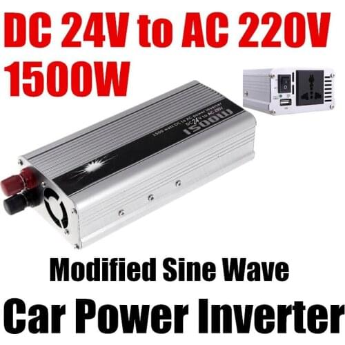Universal 1500W Car Power Inverter DC 24V to AC 220V Portable power Voltage Converter Transformer Car Charger for Mobile Phone