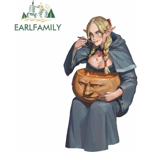 EARLFAMILY 13cm x 7.2 cm for Witch Eat Pumpkin Motorcycle Car Sticker Vinyl Car Wrap Decal Cartoon Decor Suitable for VAN RV SUV