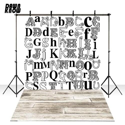 DAWNKNOW English Letters Vinyl Photography Background For Baby Floor Photo Shoot Backdrop For Wedding Photo Studio lv-349
