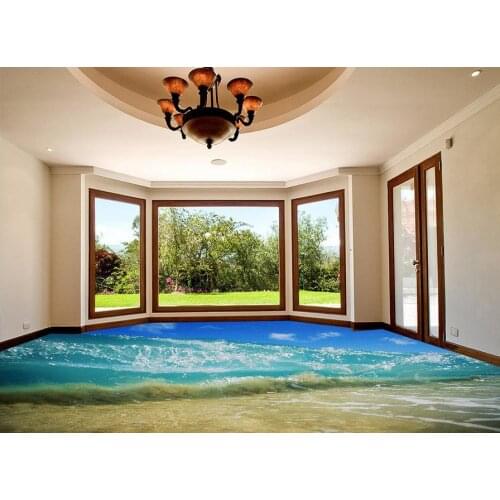 3D painting ocean waves floor waterproof wallpaper for bathroom wall pvc wallpaper 3d Home Decoration