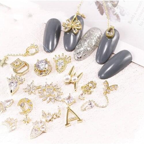 High Quality Xingyue Chain Real Gold Zircon Micro-inlaid Diamond Nail Art Jewelry DIY Nail Art Decoration Accessories