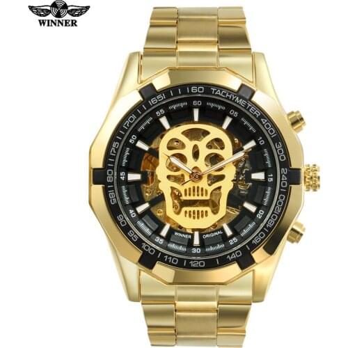 WINNER Mechanical Watches Winner Top Luxury Brand Stainless Steel Skeleton Watches automatic Wind Mechanical men wristwatch