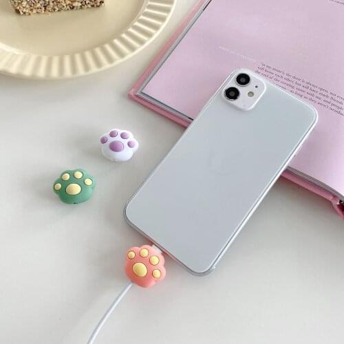 Cute Cat paw fruit cable protector for iphone 11 pro xs max xr 8 7 6 plus usb charging cable protective case cable winder cover