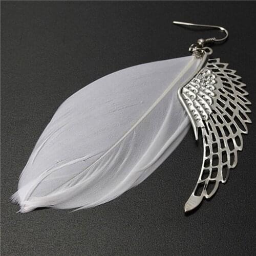 1 Pair Retro Women Angel Wings Feather Earrings Ear Hook Alloy Jewelry Gifts SUB Sale