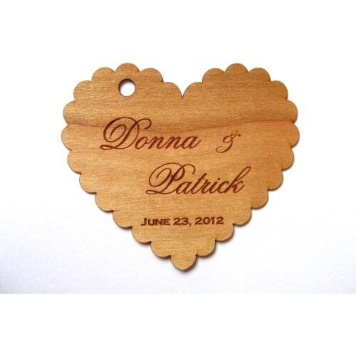 100pcs Wooden Party Gift Tag 6cm Heart shape Wood Hang Tag Wood cards for Party Favor Box Candy Bag Decor Craft Supplies