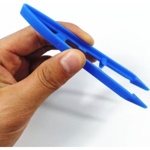 100 pcs 11x2.3cm Blue Medical Plastic Tweezers wholesale Disposable Tweezers Tools Forceps for Crafts DIY Jewelry Making