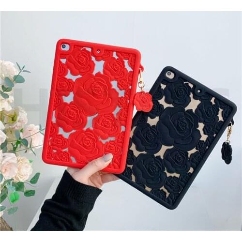 3D Hollow Rose Flower Silicon Cover Case for iPad Mini 5 Air 1 2 3 4 Pro 11 2019 2020 10.2 2018 9.7 2017 10.5 Protective Funda