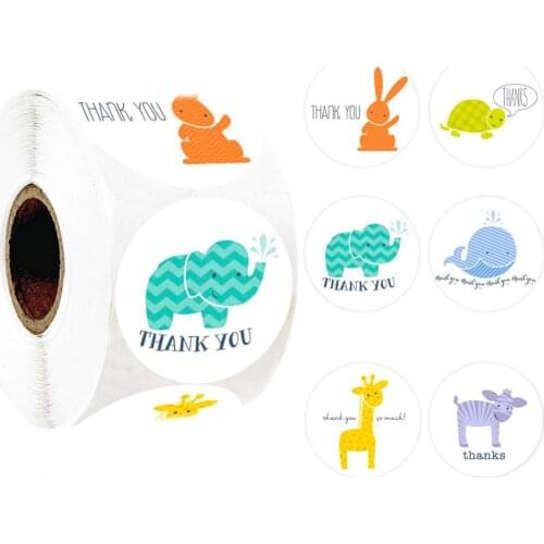 500 pcs 6 styles cute animals thank you stickers for kids reward sticker seal labels scrapbooking gift decor stationery sticker