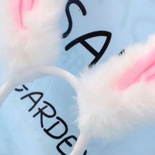 6XDA Women Sweet Lolita Cosplay Headband Plush Long Rabbit Bunny Ears Anime Hair Hoop