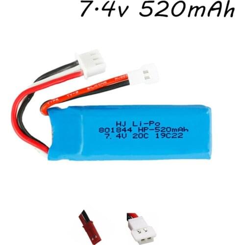 7.4V 520mAh 801844 Lipo Battery for WLtoys XKA600 K969 K989 K999 P929 P939 A202 A212 A222 A232 A242 A252 RC Car Airplane parts