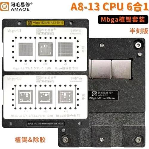 AMAOE Mbga-B2 for iphone A8 A9 A10 A11 A12 A13 CPU Positioning Plate Steel Mesh Planting Tin Delete Glue Platform Fixed Fixture