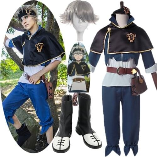 Anime Black Clover Cosplay Costume Asta Cosplay Full Sets New Anime Brand Asta Costume With Cloak shoes wigs Halloween suits