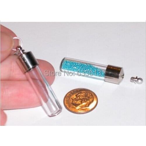 Free shpping! 500pieces/lot tubediy glass bottle Vial Pendants (screw cap/mini/ glass/ charm/ rice/ bottle/miniature/vials/)