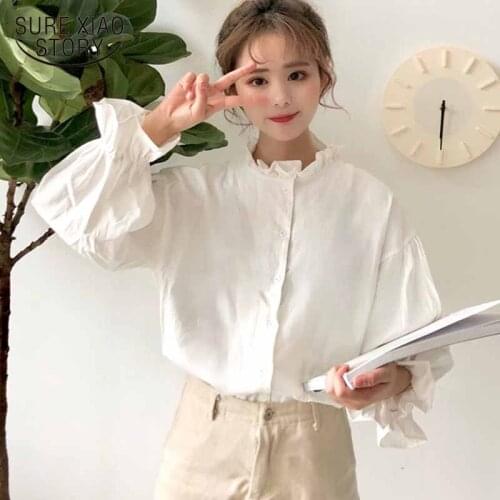White Blouse Women Shirts Harajuku Clothes All Match Flare Sleeve Korean Style Fashion Ulzzang Chic Women Tops and Blouses 11250
