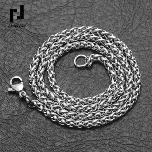 BASEHOME 50/60/70/80cm Length Stainless Steel Chain Lobster Clasps Simple Chains Necklace for Men Party
