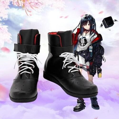 Arknights Ada Closure Church Black Cosplay Shoes Long Boots Leather Custom Made For Girl Boy Party Christmas Halloween
