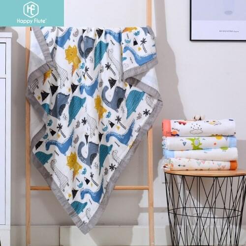 Happyflute 4layers Muslin Colour Edge Wrapping Swaddle Newborn Bamboo Cotton Baby Bath Towel Kindergarten Childrens Nap Quilt