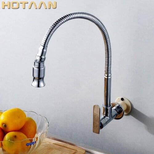 HOTAAN 1set 2018 new Wall mounted chrome kitchen sink faucet Kitchen Tap Single cold Water Tap torneira cozinha de parede