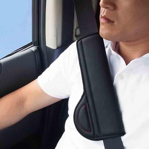 PU Leather Car Seat Belt Shoulder Pad Black Breathable Safety Seatbelt Cover Padding Universal Size Auto Belt Racing Accessories