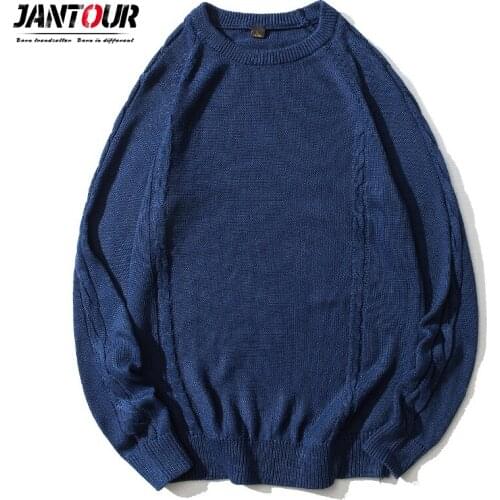 Jantour Brand 2020 New Sweater Men Autumn Winter Warm Mens Knitted Solid Color Casual O-Neck Pull Pullover Men Big Size M-3XL