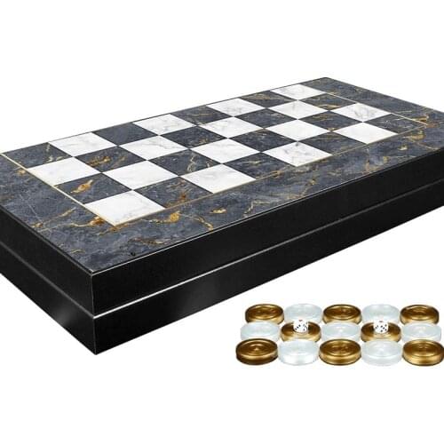 Classic Gray Marble Board Game Luxury Backgammon Set
