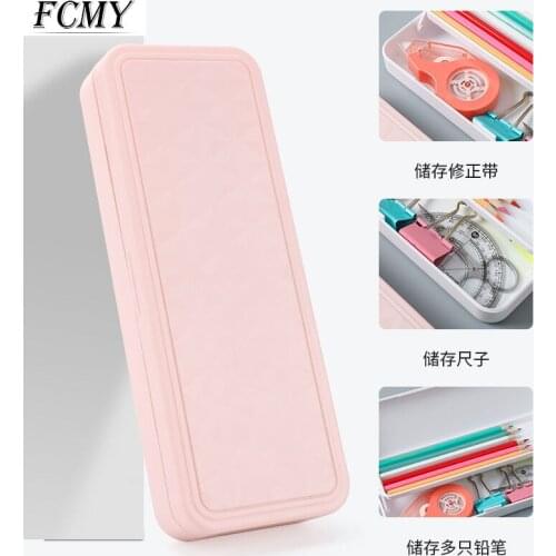 2 Layers Stationery Box Multi-function Large Capacity Pencil Box Penholder School Supplies Kawaii Pencil Case School Supplie